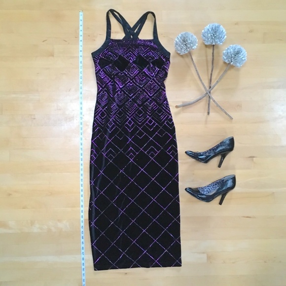 CDC Petites Dresses & Skirts - Art Deco Velvet Dress, Criss Cross Straps